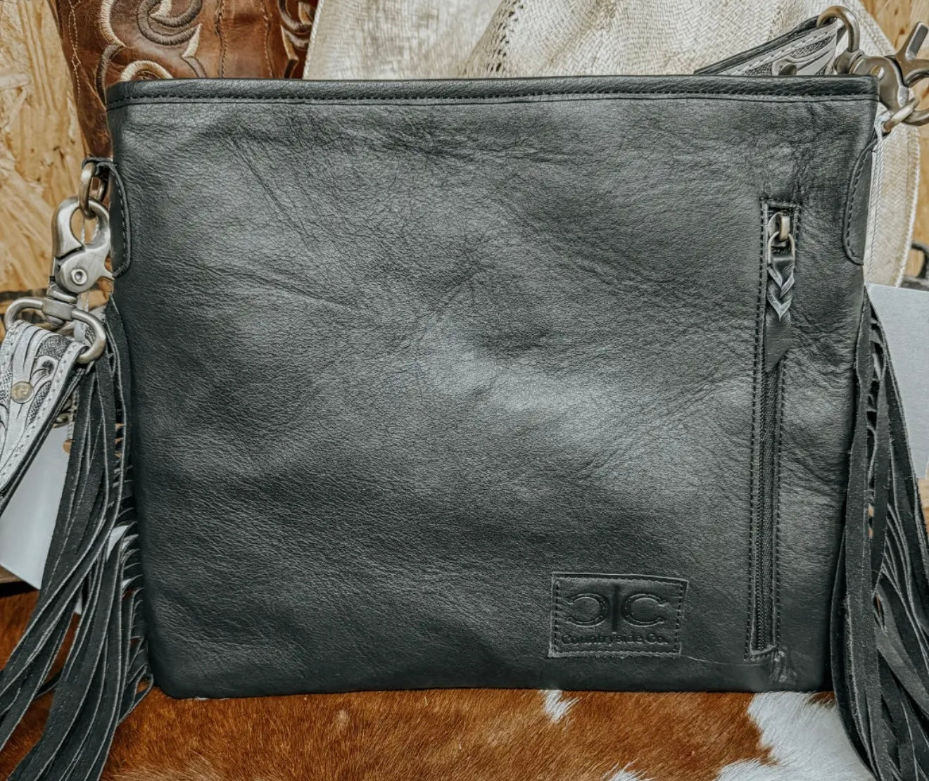 RODEO SQUARE COWHIDE CHECKERED PURSE