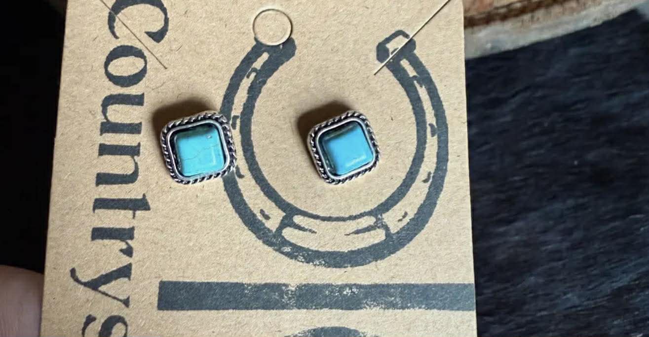 Turquoise Square Stud Earrings
