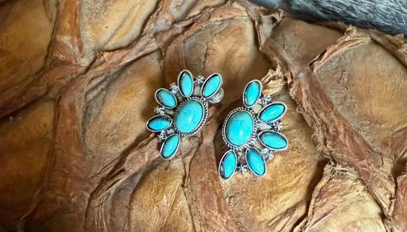 Flower Burst Turquoise Earrings