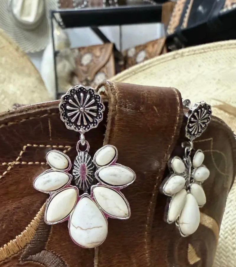 Darling White Stone Dangle Earrings