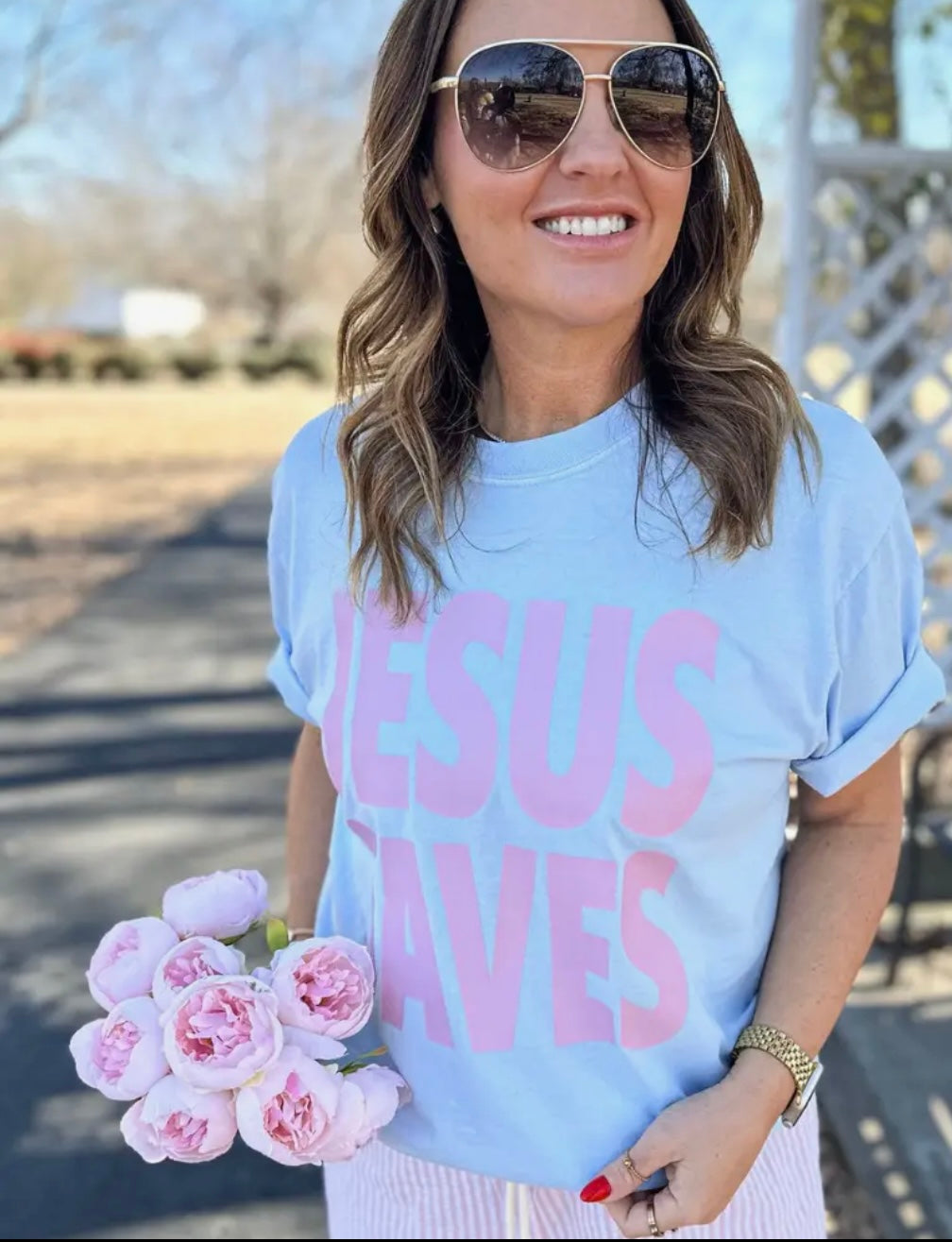 JESUS SAVES TEE [HYDRANGEA BLUE]