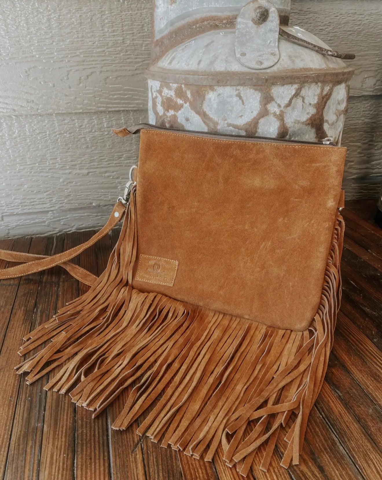PATCHWORK COWHIDE FRINGE WESTERN PURSE