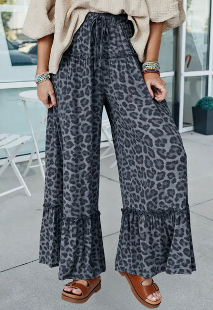 BLACK LEOPARD FLOWY PANTS