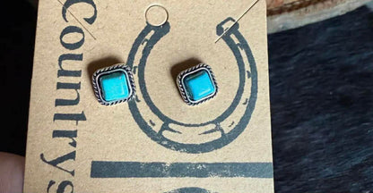 Turquoise Square Stud Earrings