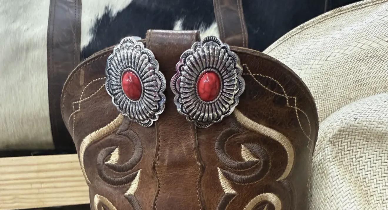 Concho Red Stone Earring