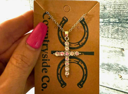 Rhinestone Cross Necklae