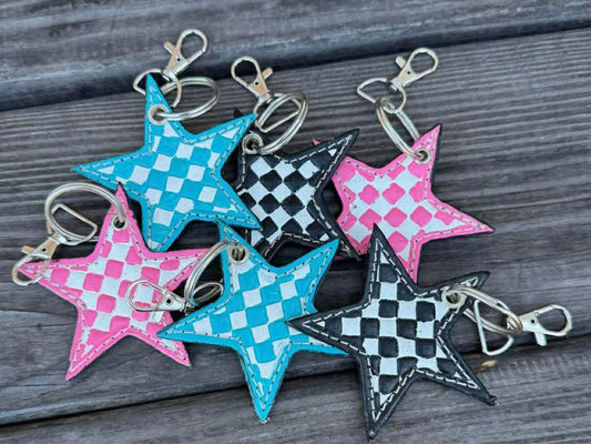 Checkered Star Keychain