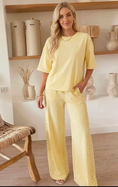 Eyelet Lace oversized Tee & Pants