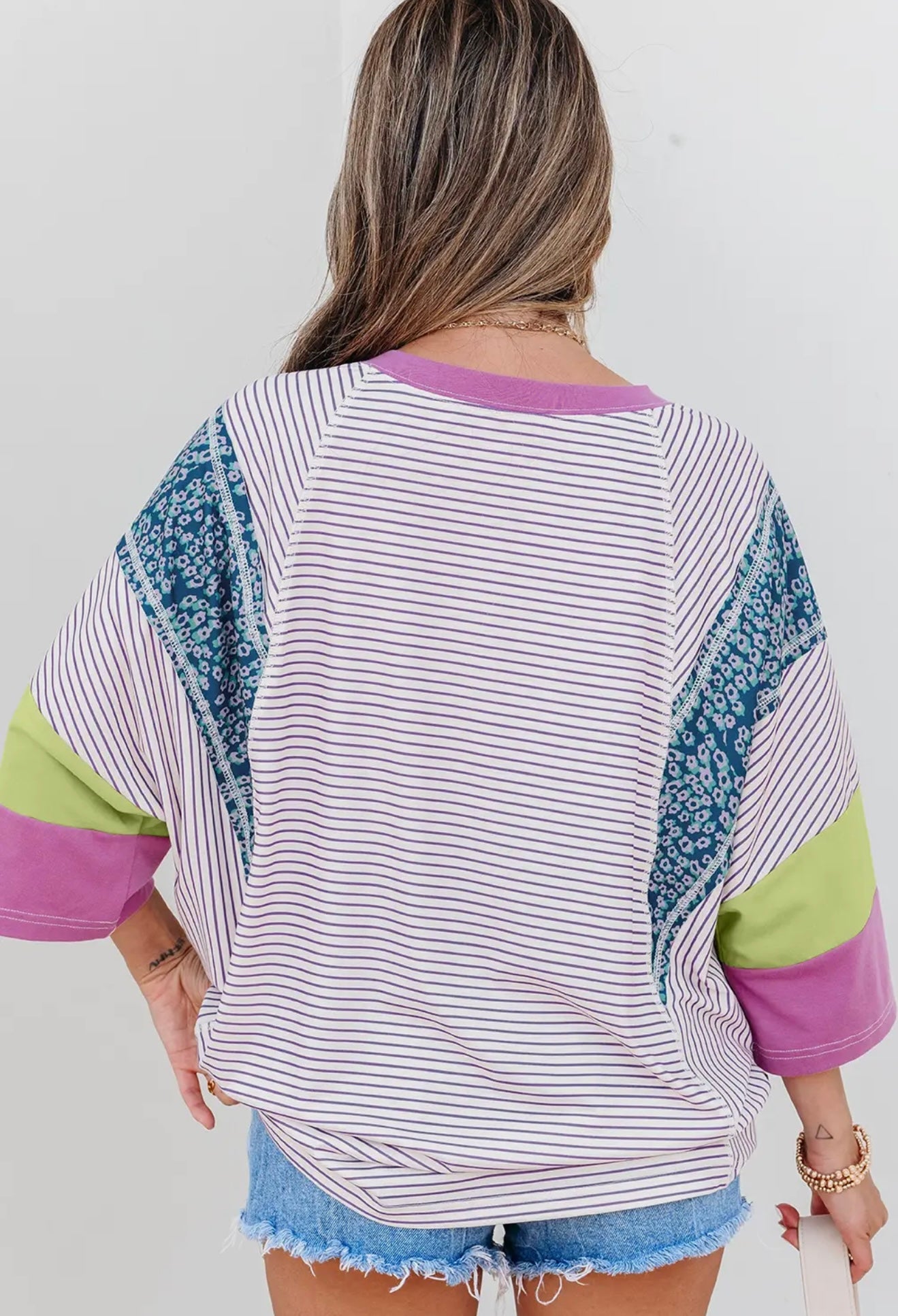 STRIPE FLORAL RAW EDGE PATCHWORK