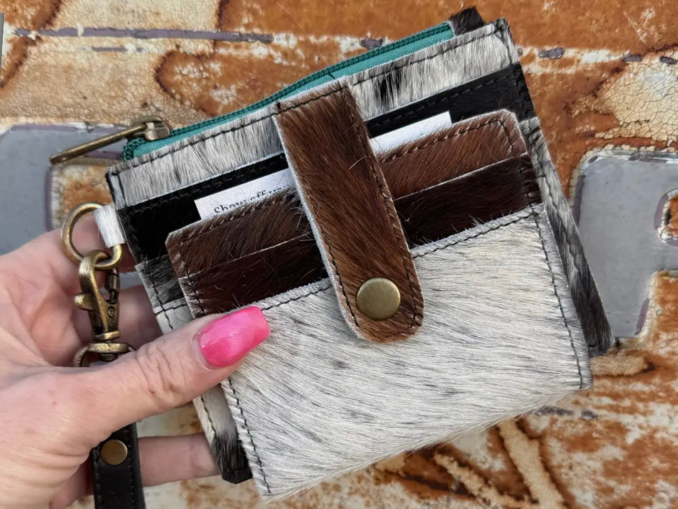 Cowhide Small Wallet Wristlet