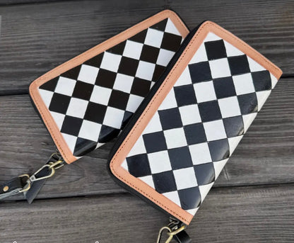 Checkered leather wallet