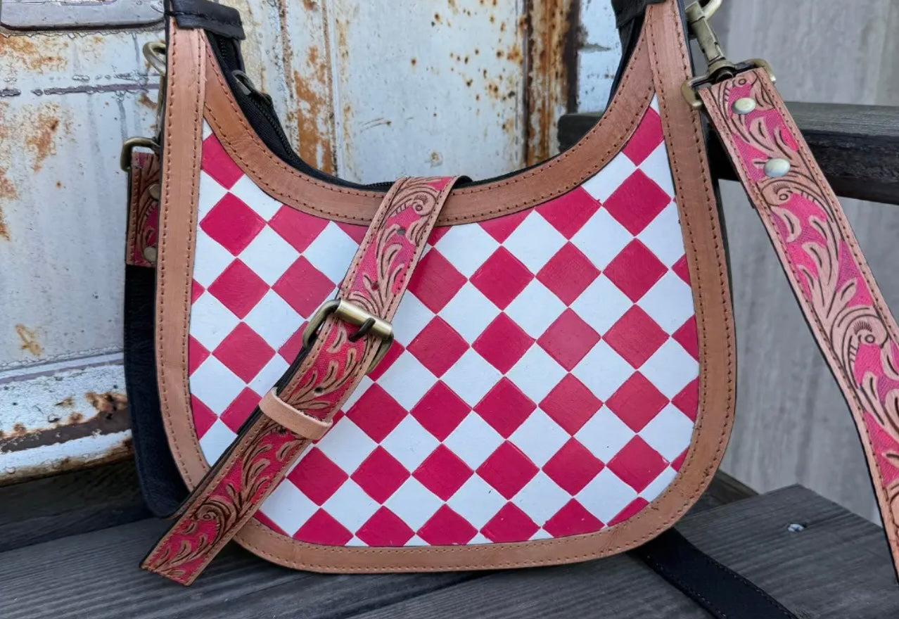 DOLL PINK CHECKERED PURSE