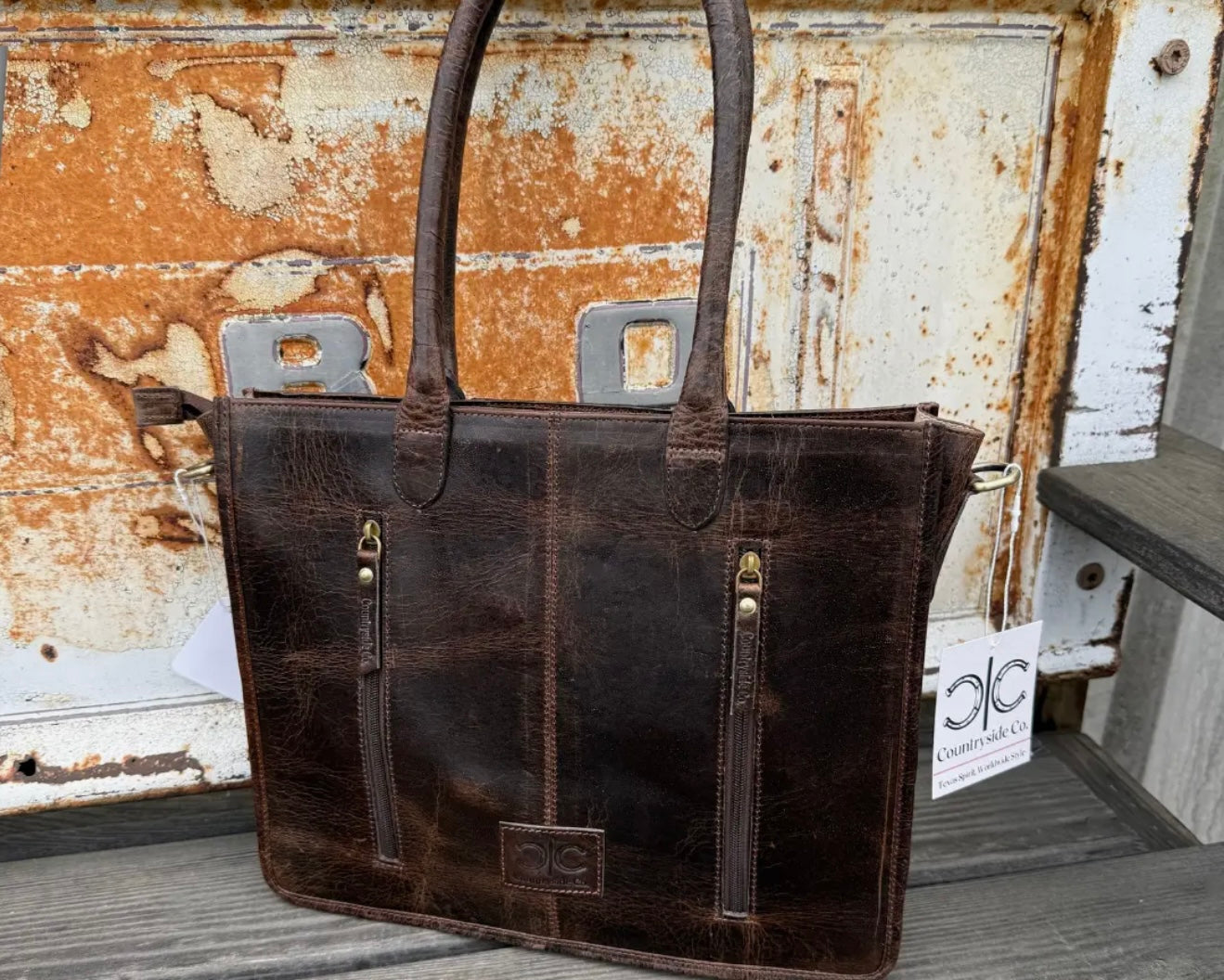 COWHIDE CHECKERED TOTE HANDBAG