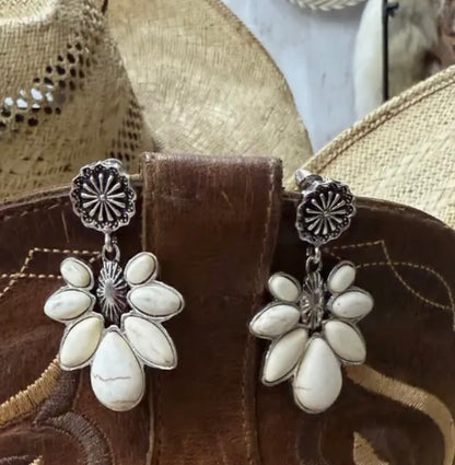 Darling White Stone Dangle Earrings