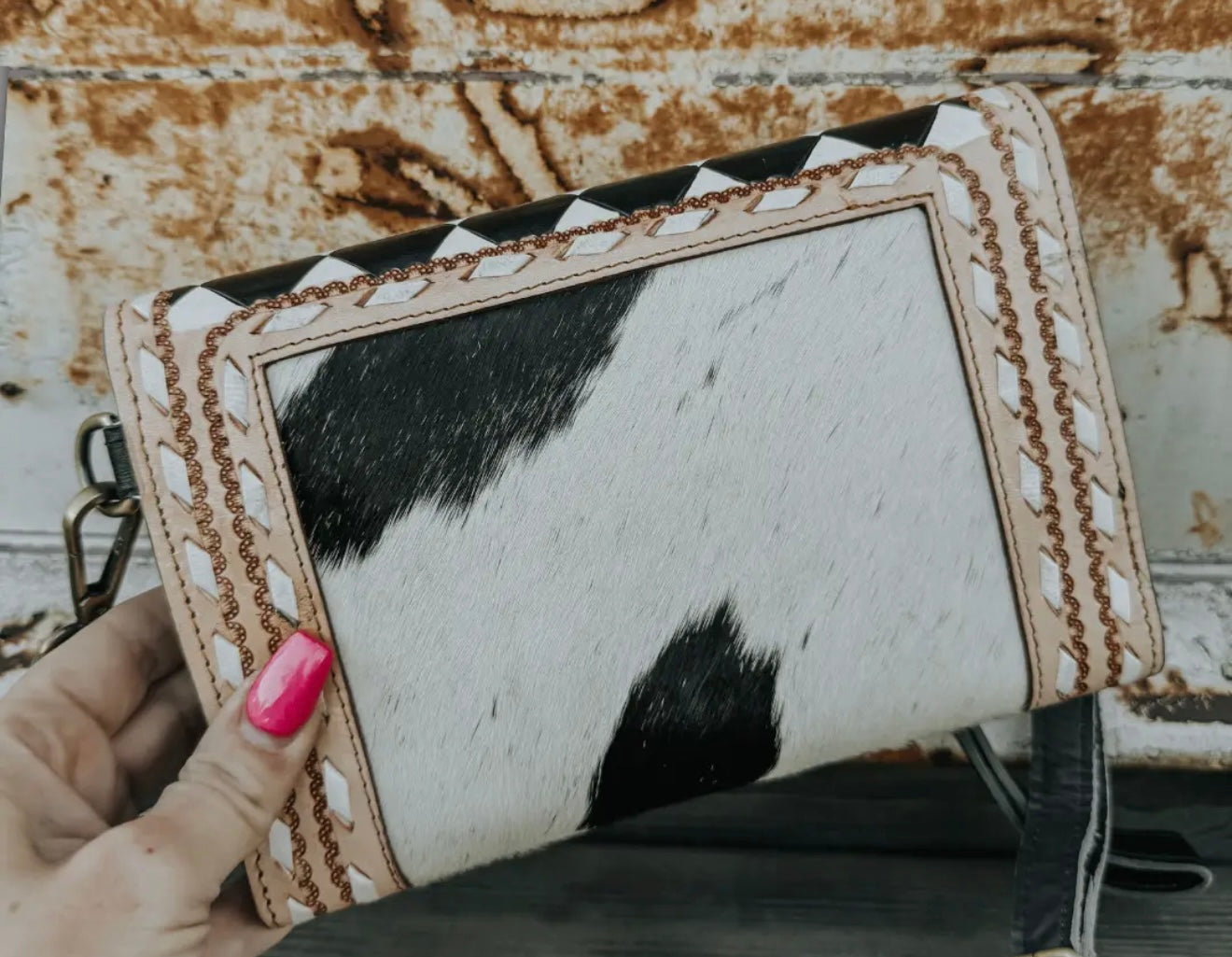 COWHIDE WALLET, WRISTLET, PURSE