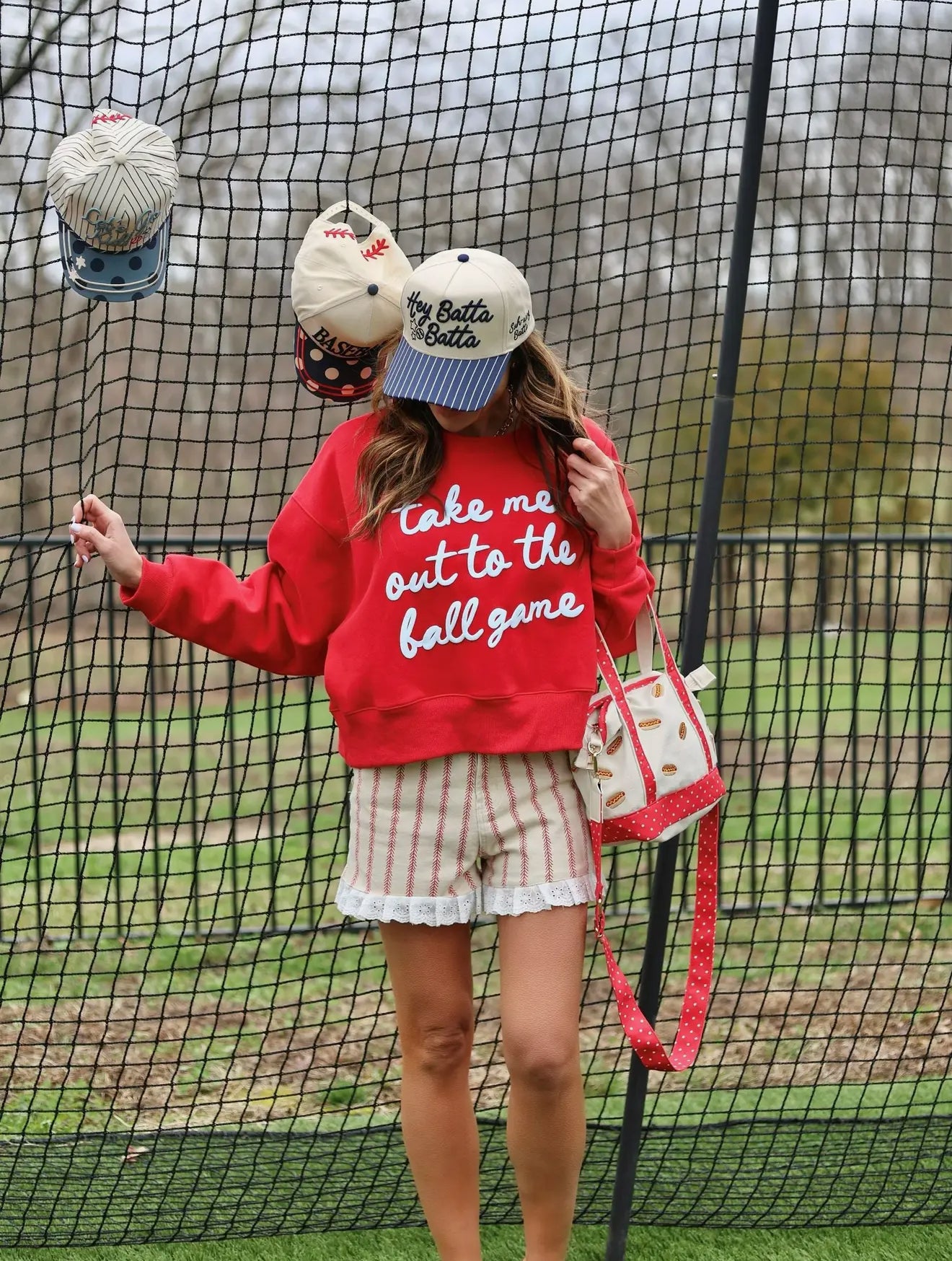 TAKE ME TO THE BALL GAME CROP SWEETSHIRT