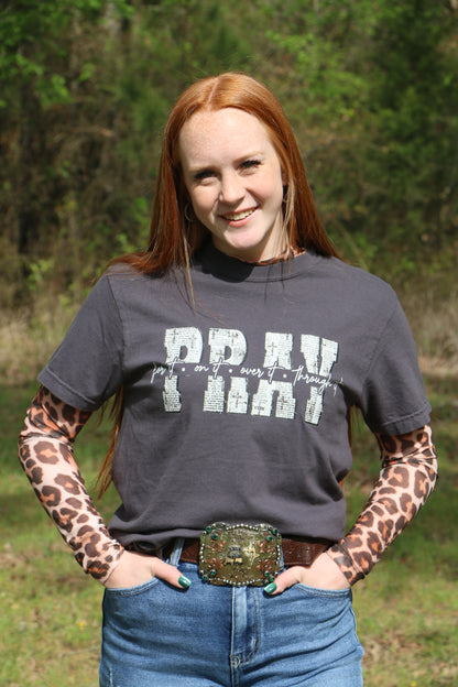 LEOPARD MOCK NECK MESH TOP